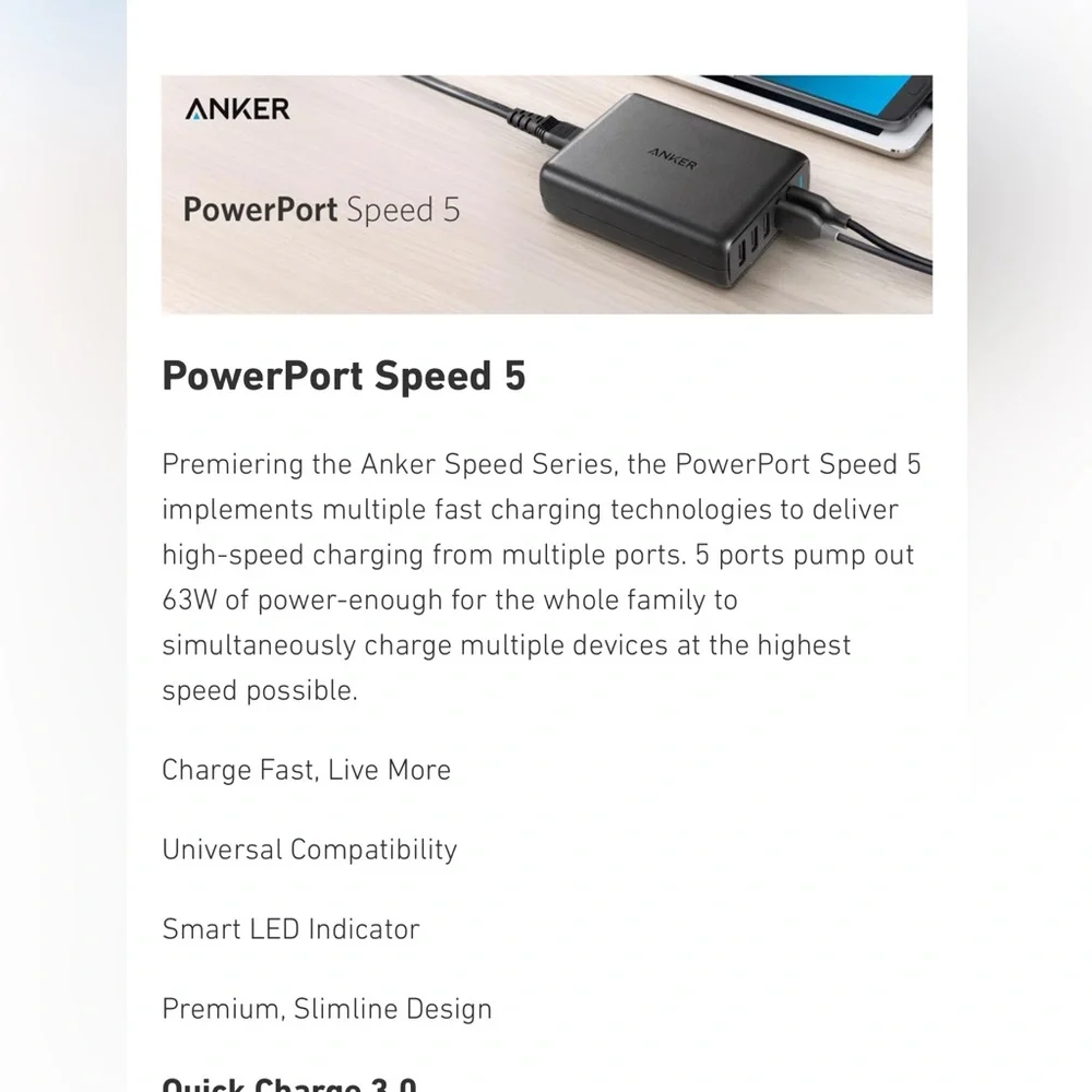 Anker IQ brand charger. Like new.⚡️⚡️⚡️
